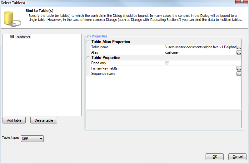 Dialog Bind To Table